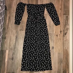 ASOS Petite Bardot long sleeve polka dot dress